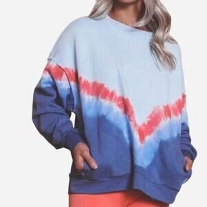 Free People Movement Oversized Crewneck Bohemian Pullover Sweatshirt Tie Dye XS